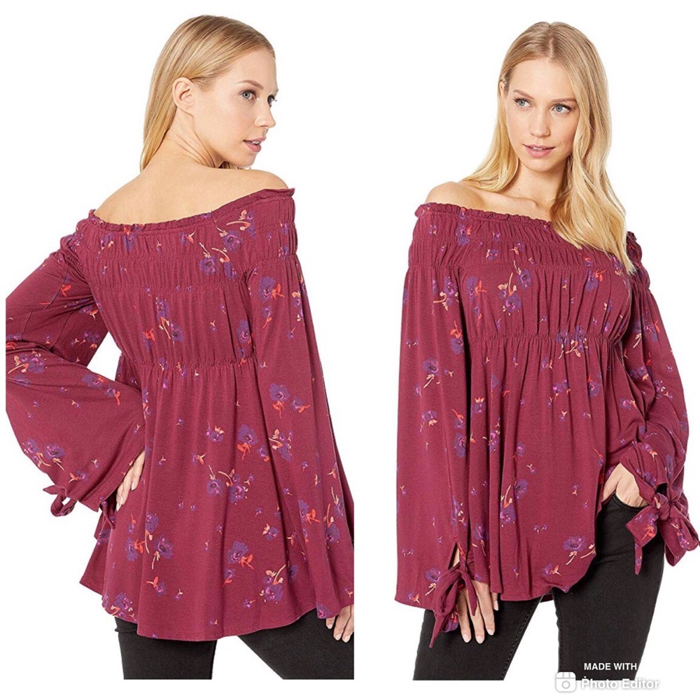 Free people Bonjour off the shoulder tunic floral